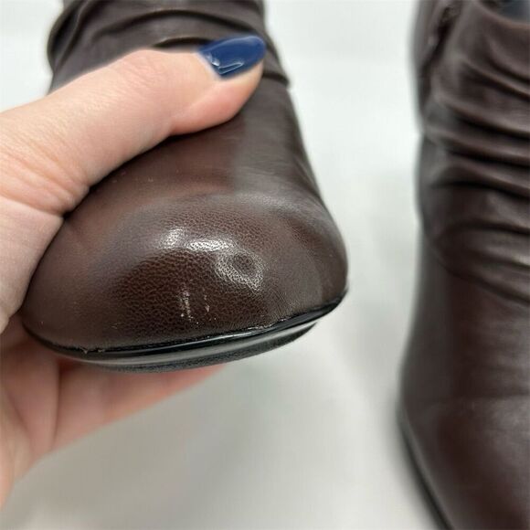 Sofft Women's Brown Ruched Leather Heeled Ankle Boots Size 7 M Fall Casual - Picture 6 of 14